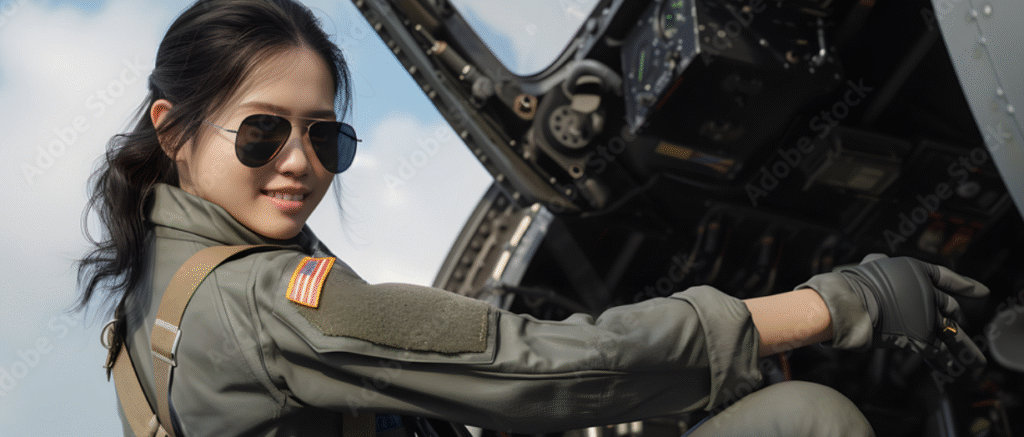 China Women Pilots Wrating Sunglasse