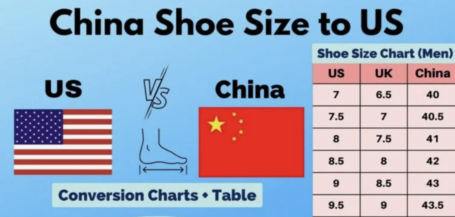 Chinese Shoe Size to US